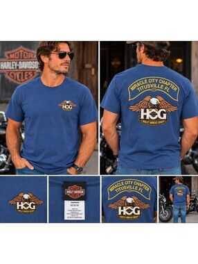 Harley-Davidson HOG Miracle City Chapter Titusville FL Eagle T-Shirt Blue M